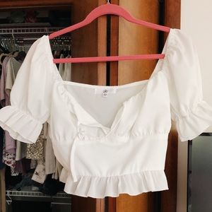 White milkmaid crop blouse